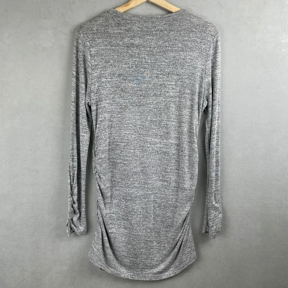 Market & Spruce Maternity Heather Gray Ruched Long Sleeve‎ Stretch Tunic Top M